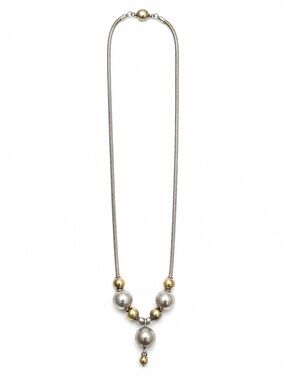 Vintage Silver & Gold -Tone Beaded Necklace
